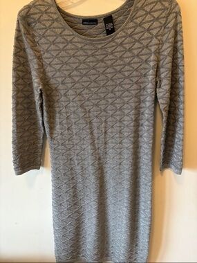 Moda International Gray Textured Midi Dress - 3/4 Sleeve